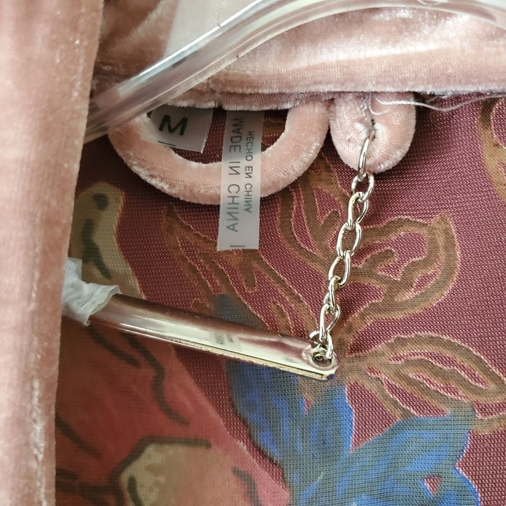 Paparazzi Velvet‎ Floral Burnout Robe Kimono Jacket Pink Burgundy Medium - Picture 4 of 7